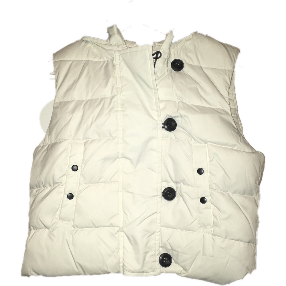 Gap Small Faux Fur Down Puffer Vest Warm Hood